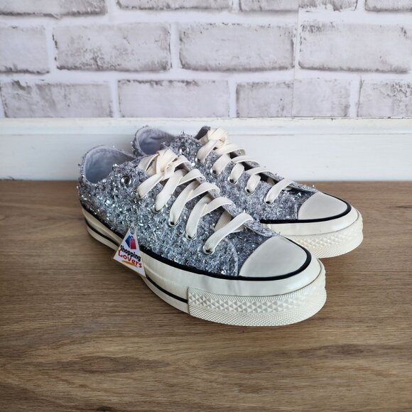 ⭐Converse Chuck 70 Metallic Tweed Low Sz 7.5 Men's Shoes Sneaker Silver A14443C - Picture 2 of 9